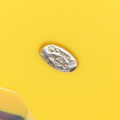 Chanel Resin Glitter Crystal CC Brooch Yellow Blue 4 of 5