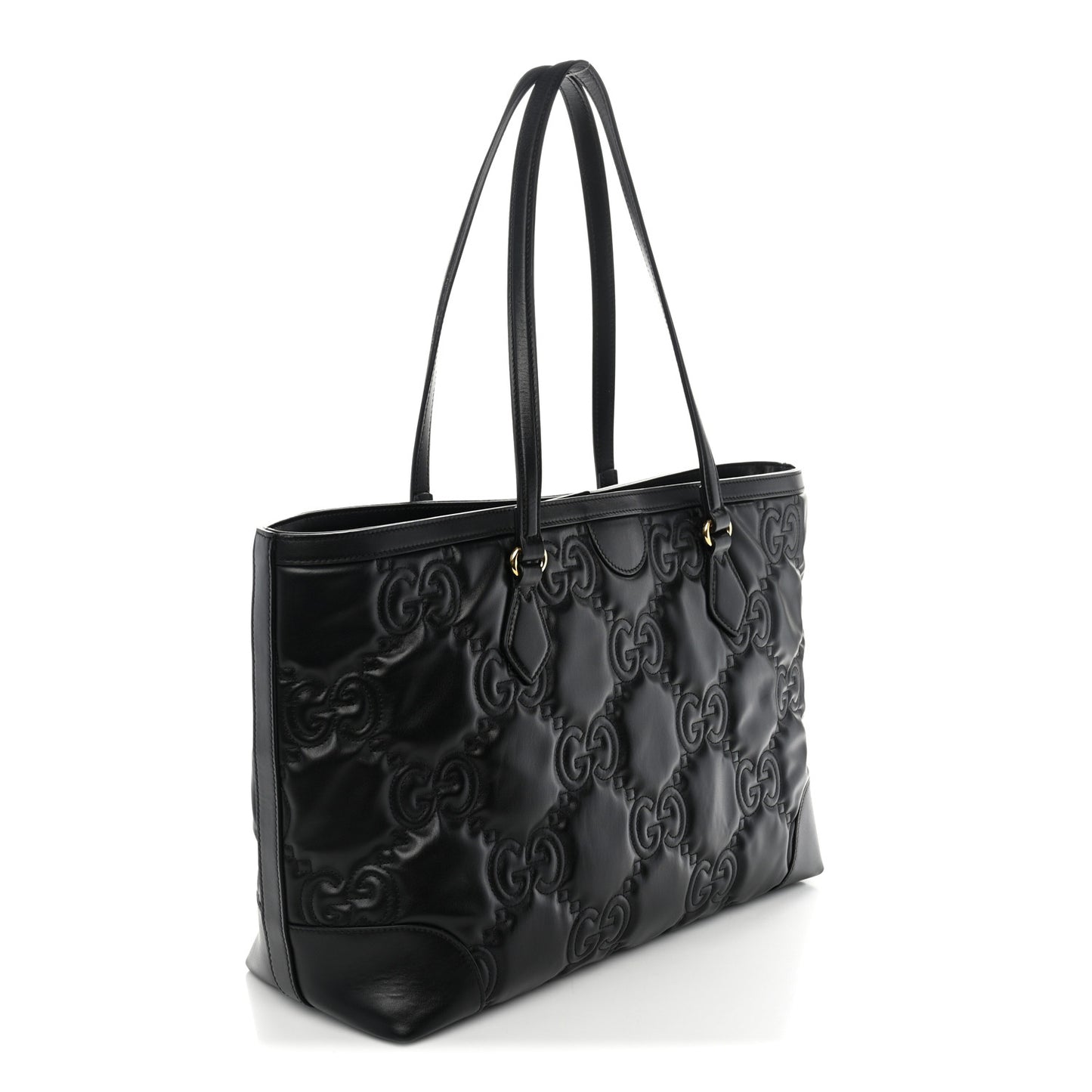 Calfskin GG Matelasse Medium Ophidia Shopping Tote Black