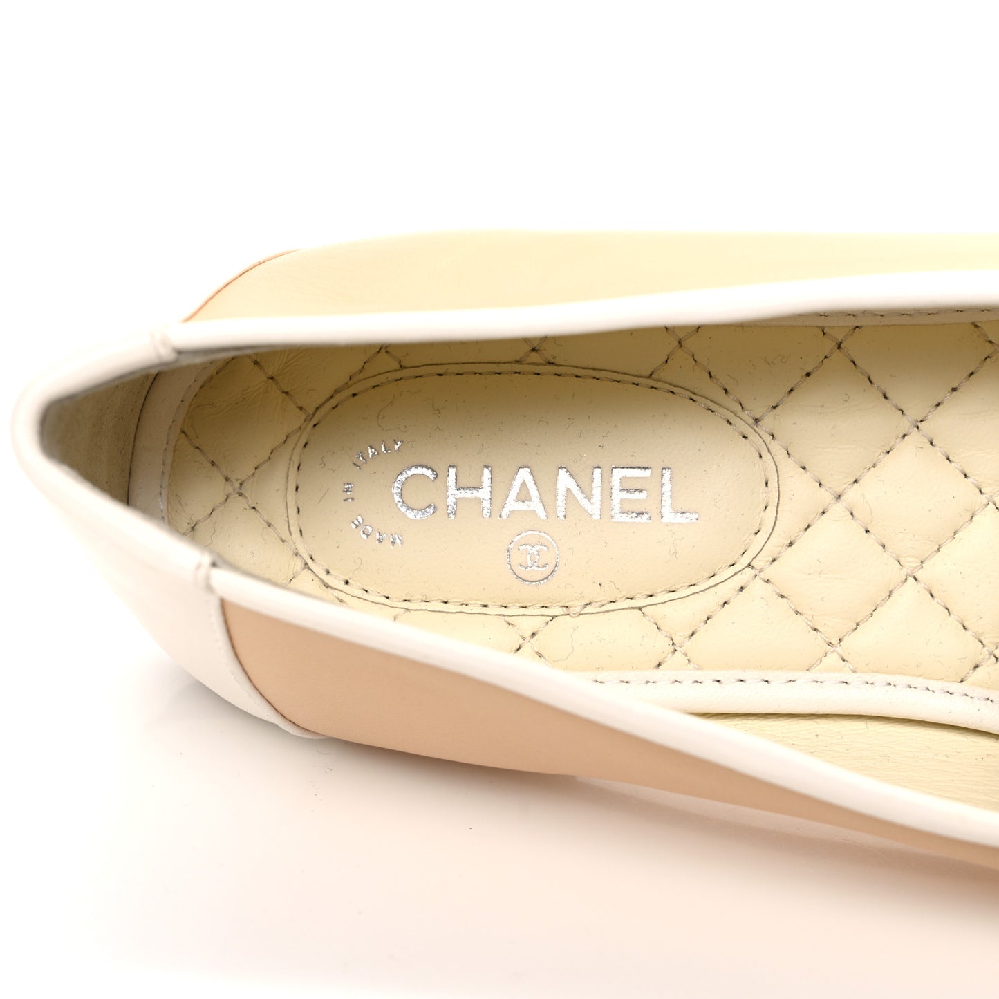Fantasy Goatskin CC Mocassin Loafers 38.5 Beige White