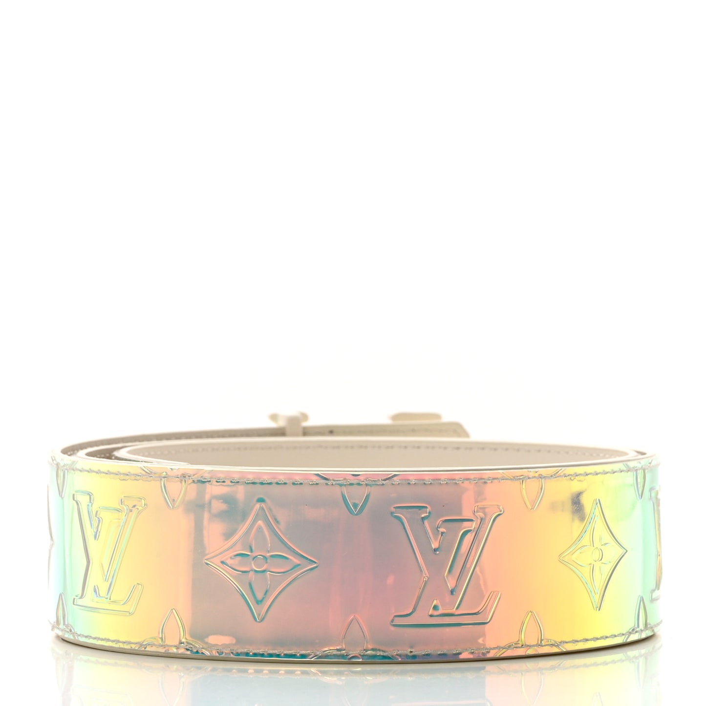 PVC Monogram 40mm LV Initiales Reversible Belt 85 34 Iridescent Prism