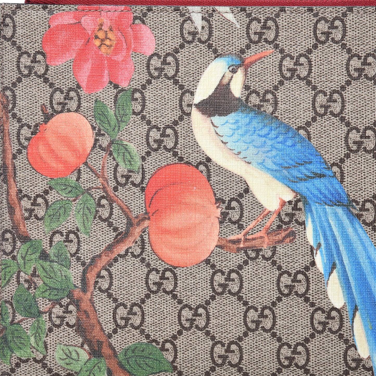 GG Supreme Monogram Tian Large Zip Pouch Beige Multicolor Red