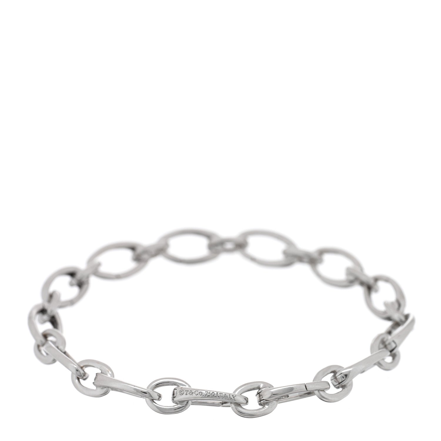Tiffany 18K White Gold Clasping Oval Link Bracelet 2 of 3