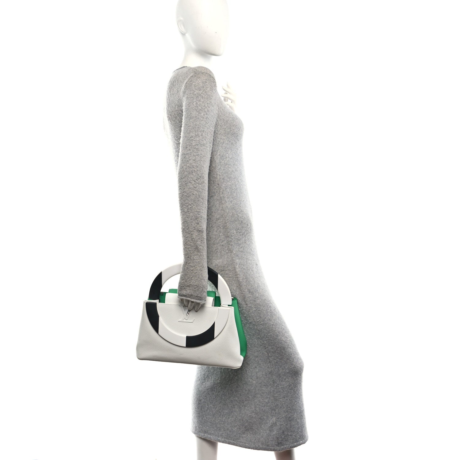 Louis Vuitton Taurillon Daniel Buren Artycapucines MM Green White 2 of 9