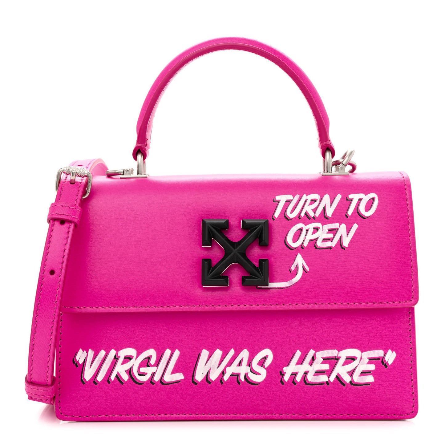Calfskin Jitney 1.4 Quote Top Handle Bag Fuchsia Multicolor