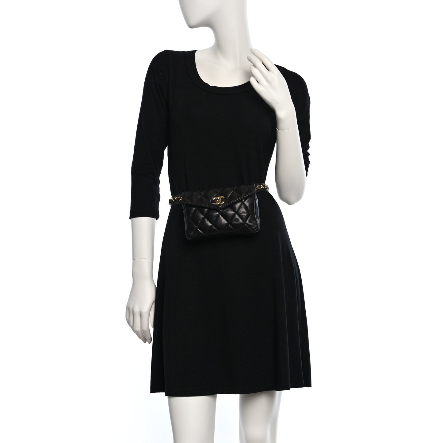 Lambskin Quilted Flap Waist Belt Bag 75 30 Black