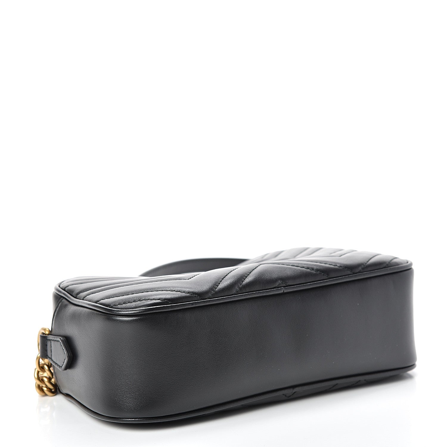 Gucci Calfskin Matelasse Small GG Marmont Chain Shoulder Bag Black 3 of 12