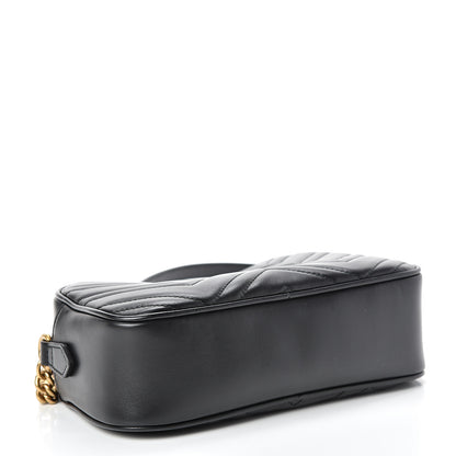 Gucci Calfskin Matelasse Small GG Marmont Chain Shoulder Bag Black 3 of 12