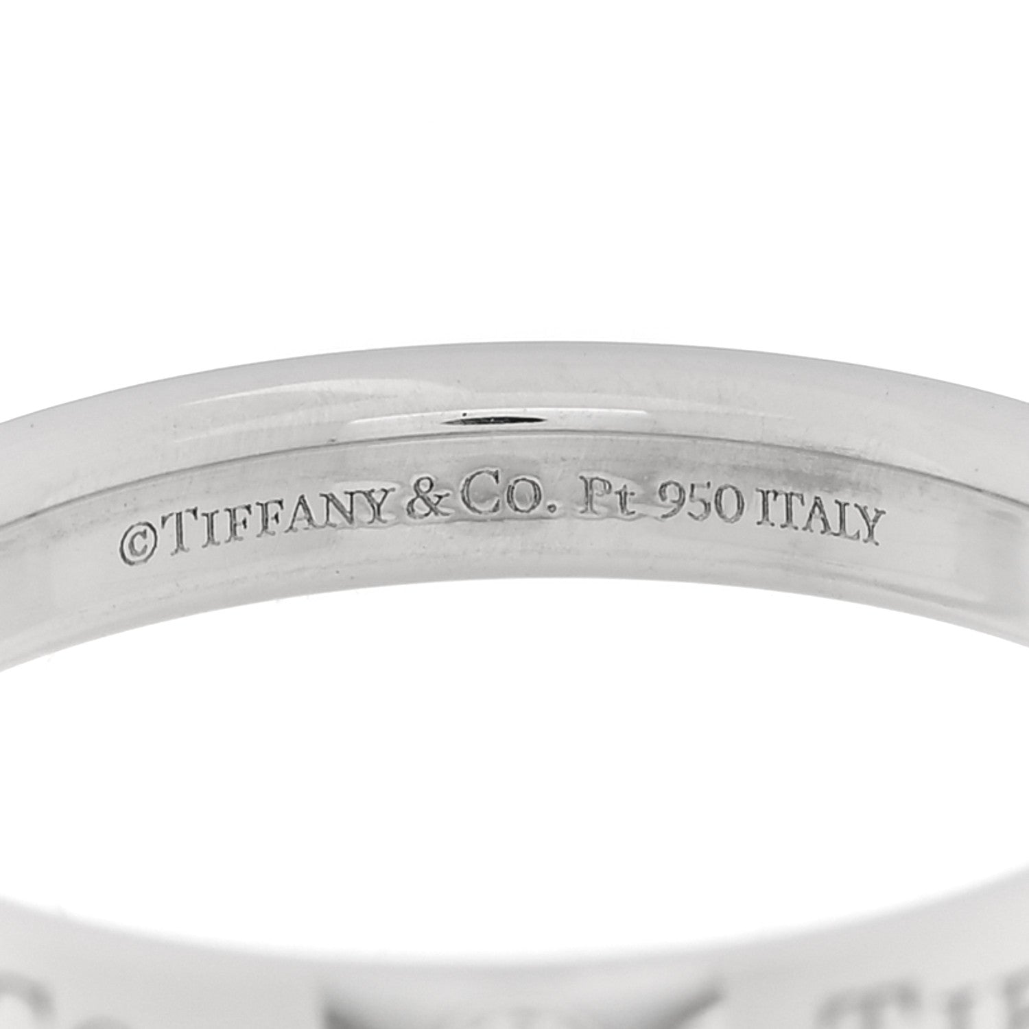 Tiffany Platinum Diamond Logo Band Ring 56 7.5 4 of 5