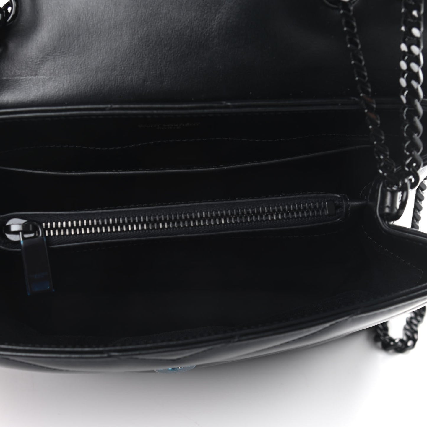 Calfskin Y Quilted Monogram Small Loulou Chain Satchel Black