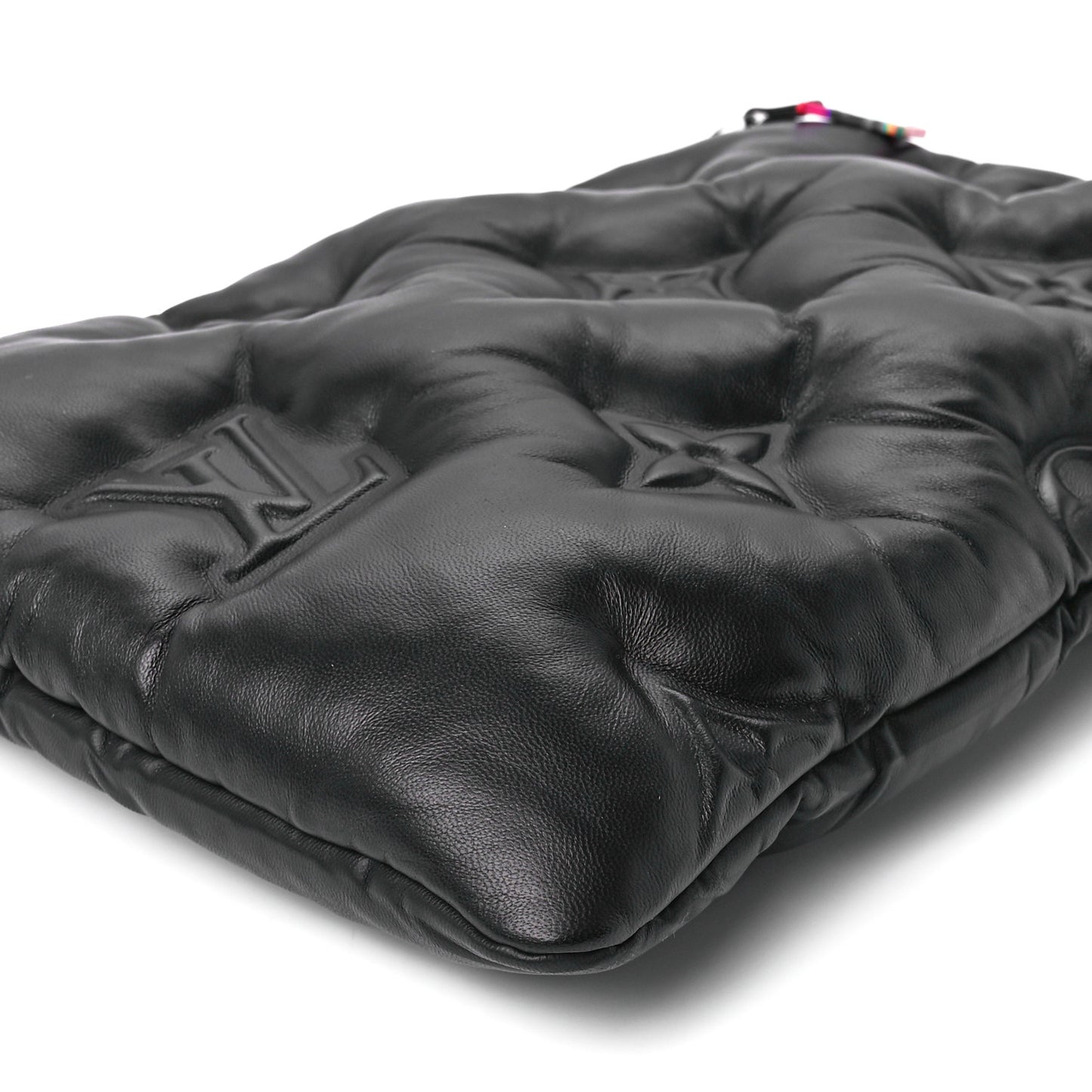 Lambskin Puffer A4 Pouch Black