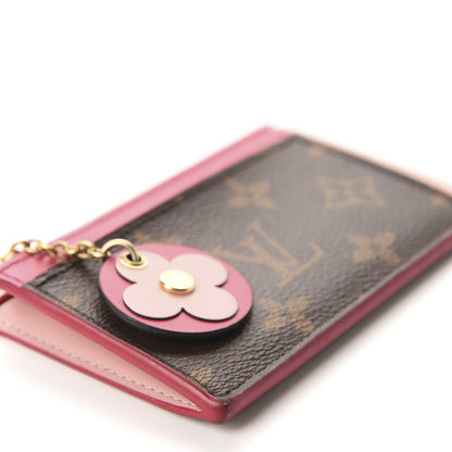 Louis Vuitton Monogram Blooming Flowers Zipped Card Holder Hot Pink Rose Ballerine 6 of 8
