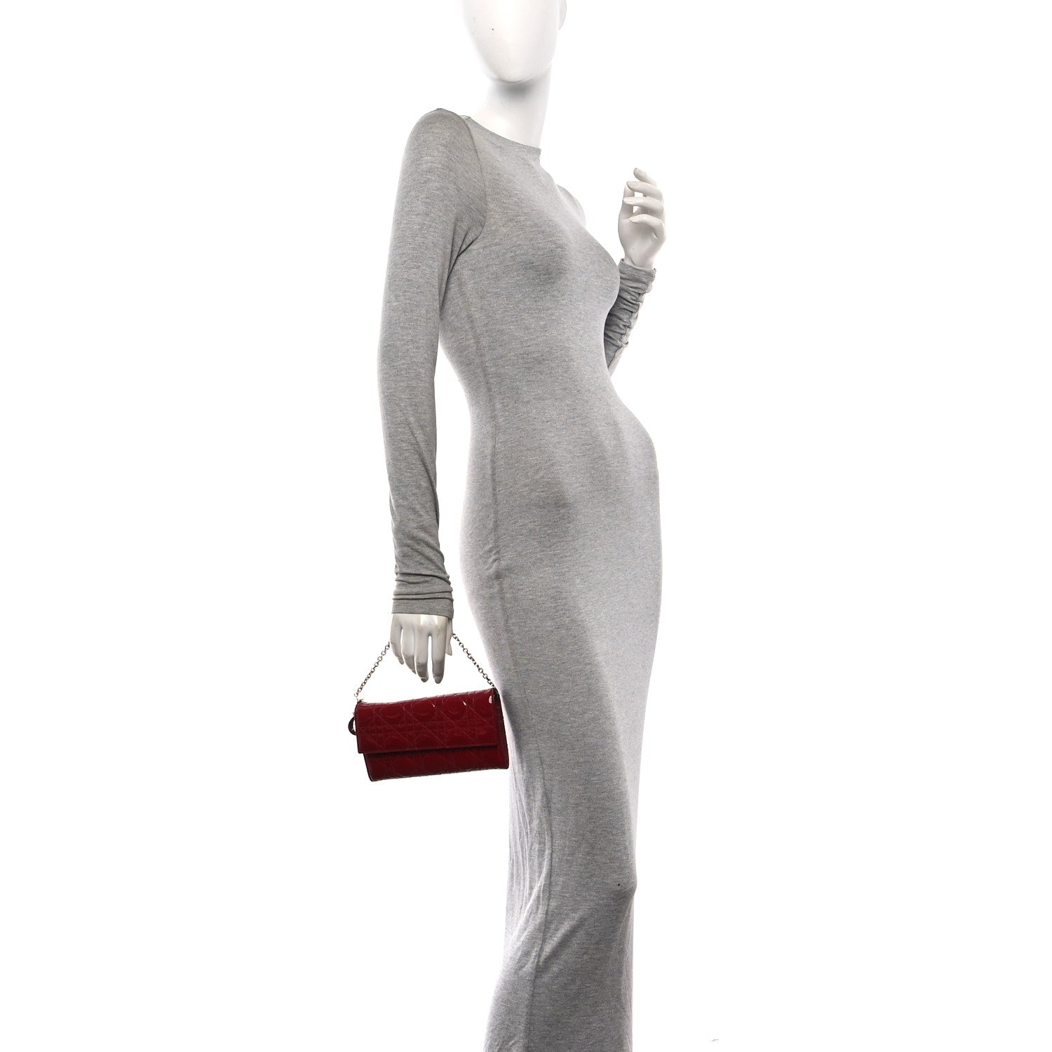 Christian Dior Patent Cannage Rendez-vous Chain Wallet Red 2 of 10