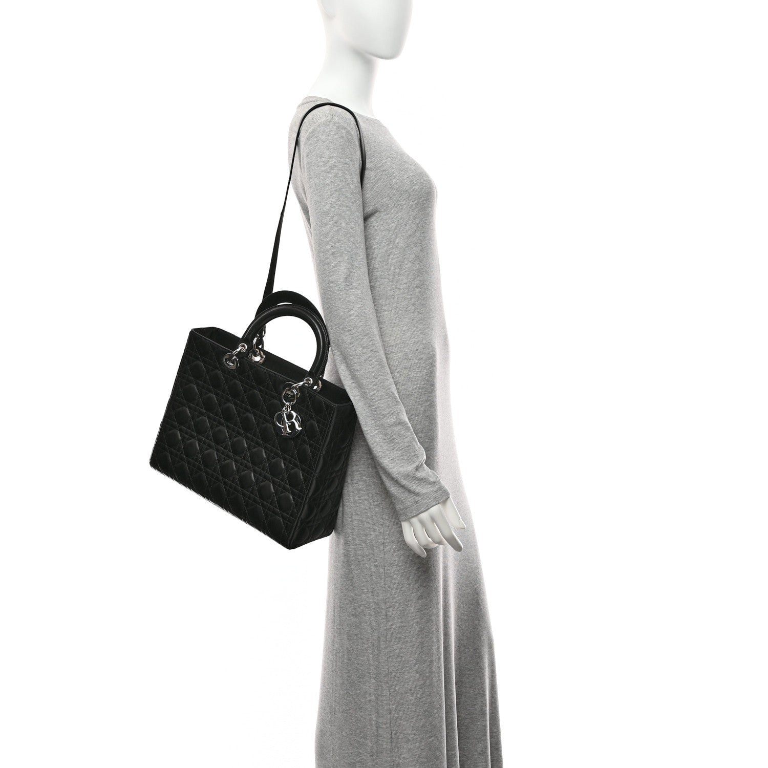 Christian Dior Lambskin Cannage Large Lady Dior Black 2 of 10