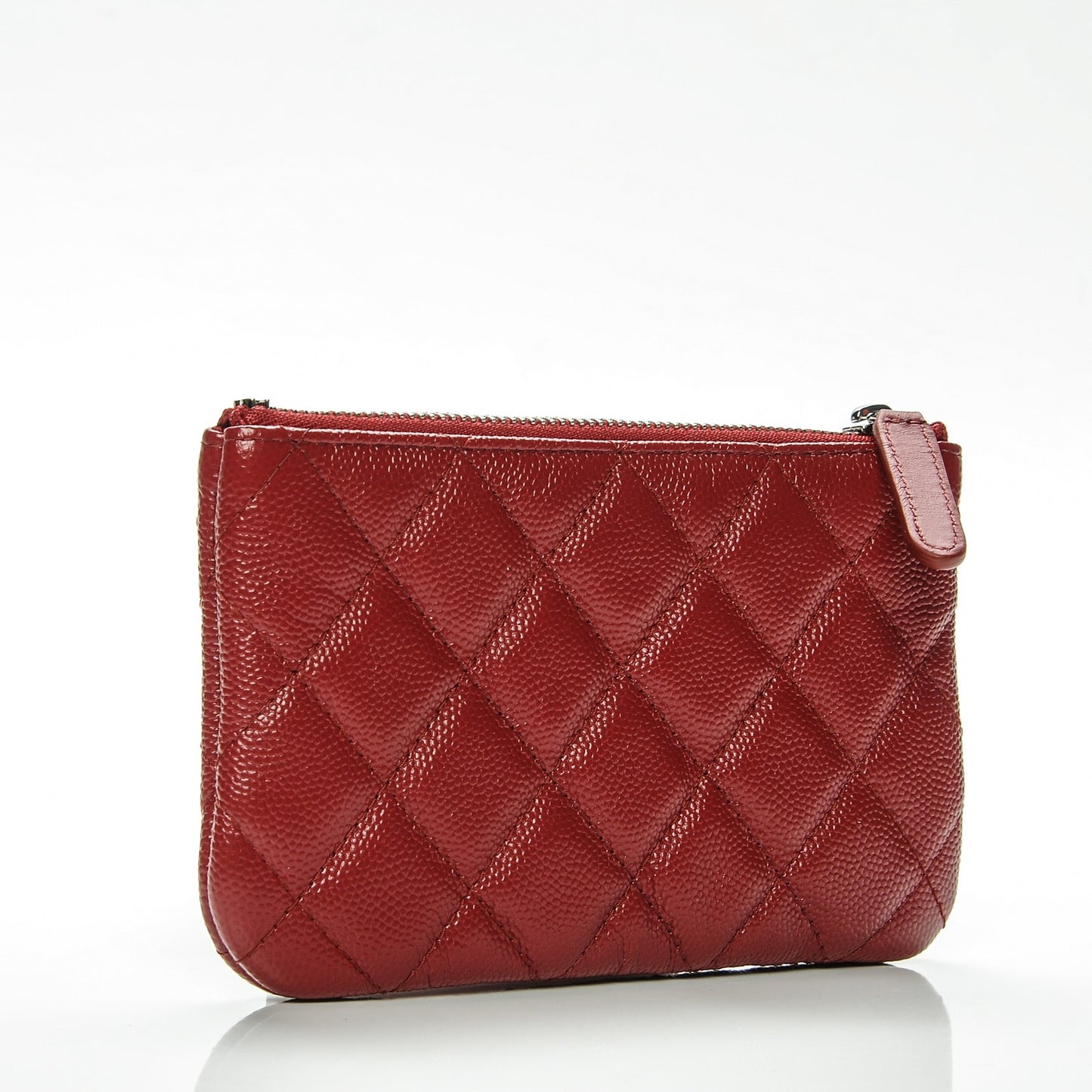 Caviar Quilted Small Cosmetic Case Dark Red