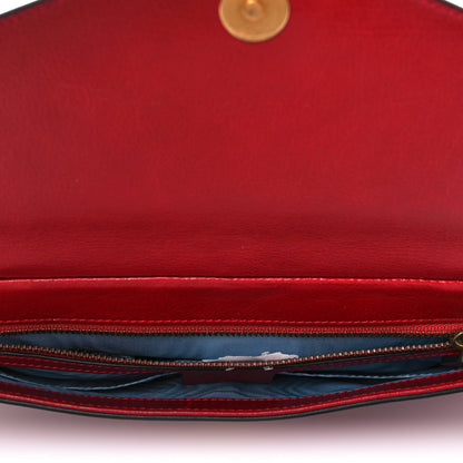 Gucci Calfskin Diagonal GG Medium Thiara Double Envelope Shoulder Bag Black Red 5 of 12