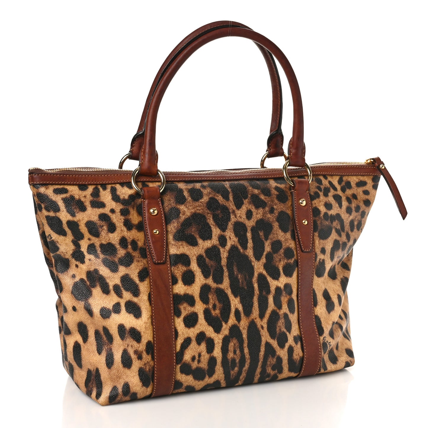 Coated Canvas Leopard Print Tote