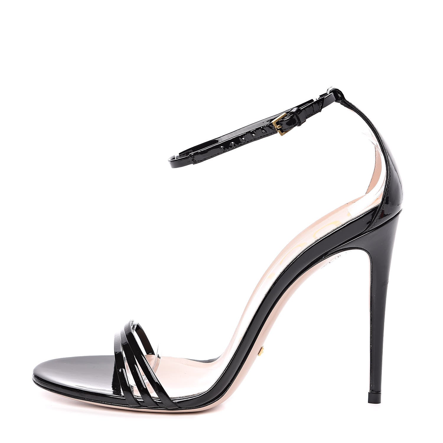 Gucci Patent Crystal Sandals 38.5 Black 1 of 8