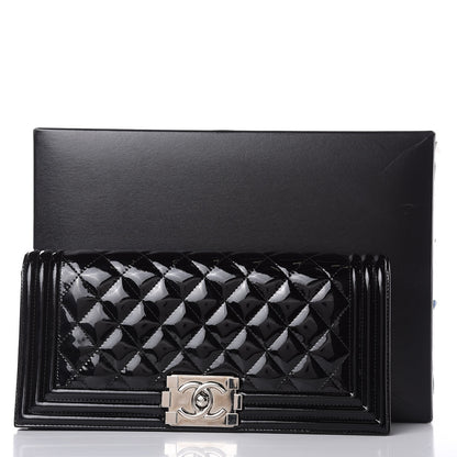 Chanel Patent Quilted Boy Flap Clutch Black 11 of 11