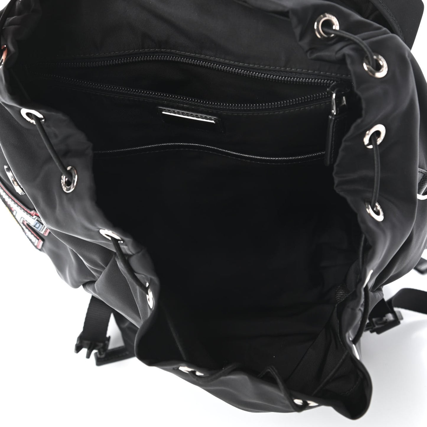 Nylon Tessuto Character Logo Patch Backpack Black
