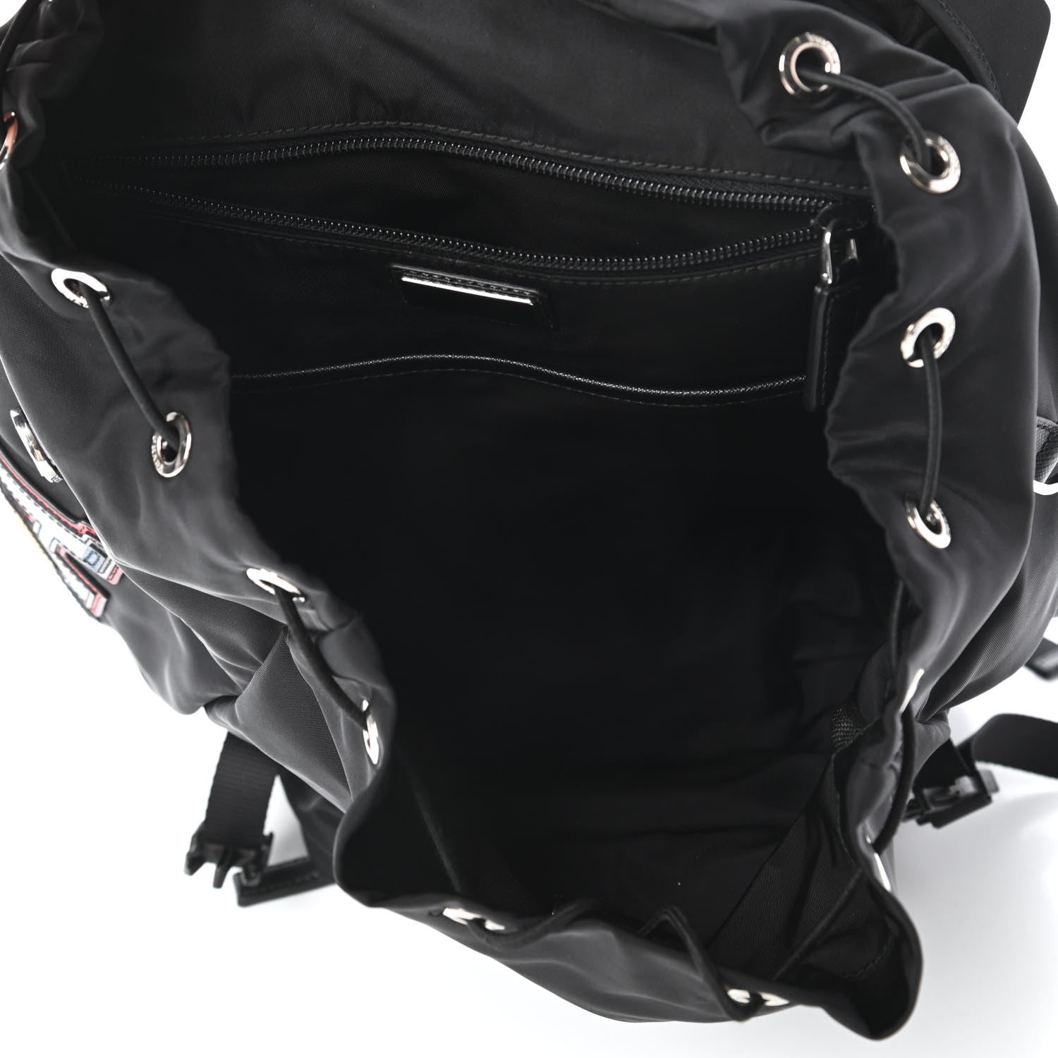 Prada Nylon Tessuto Character Logo Patch Backpack Black 5 of 10