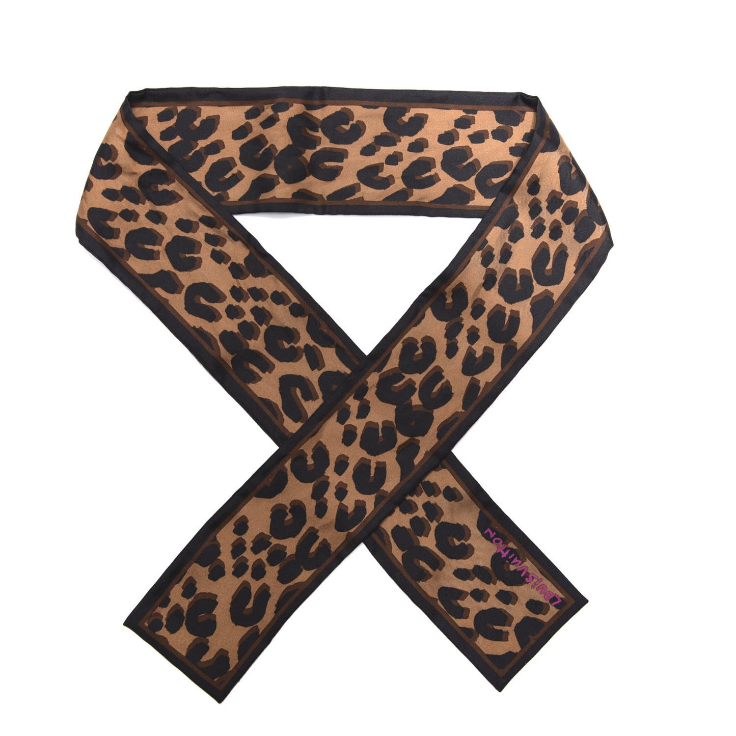 Silk Leopard Bandeau Scarf Marron