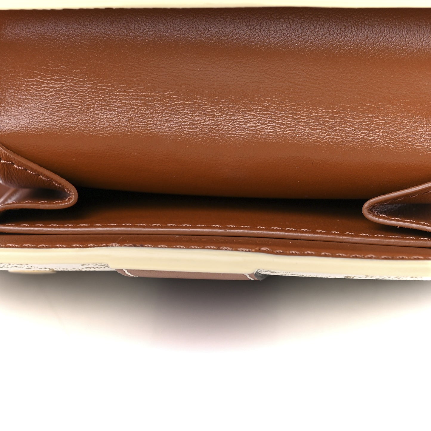 Canvas Triomphe Folded Compact Wallet White Tan