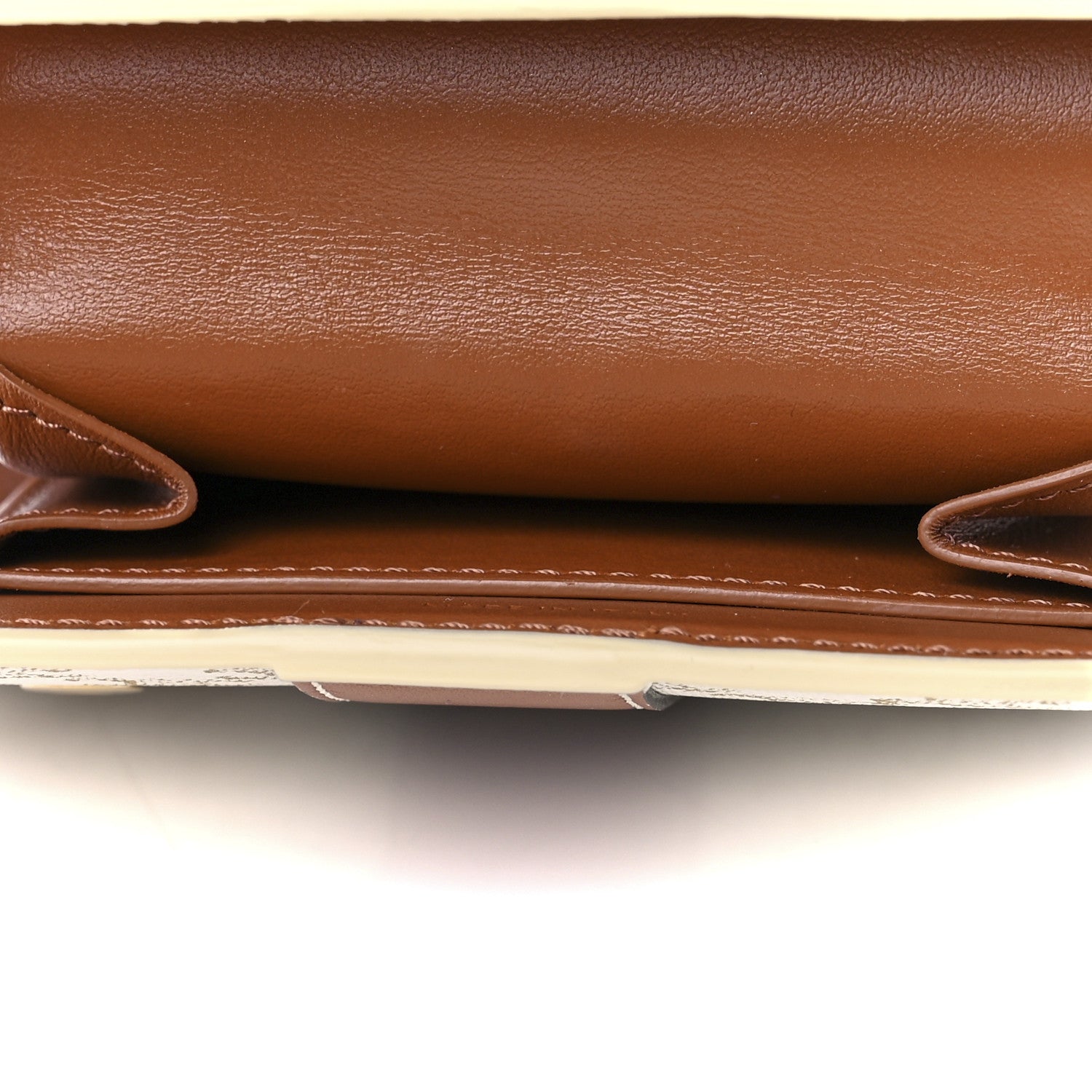 Celine Canvas Triomphe Folded Compact Wallet White Tan 4 of 12