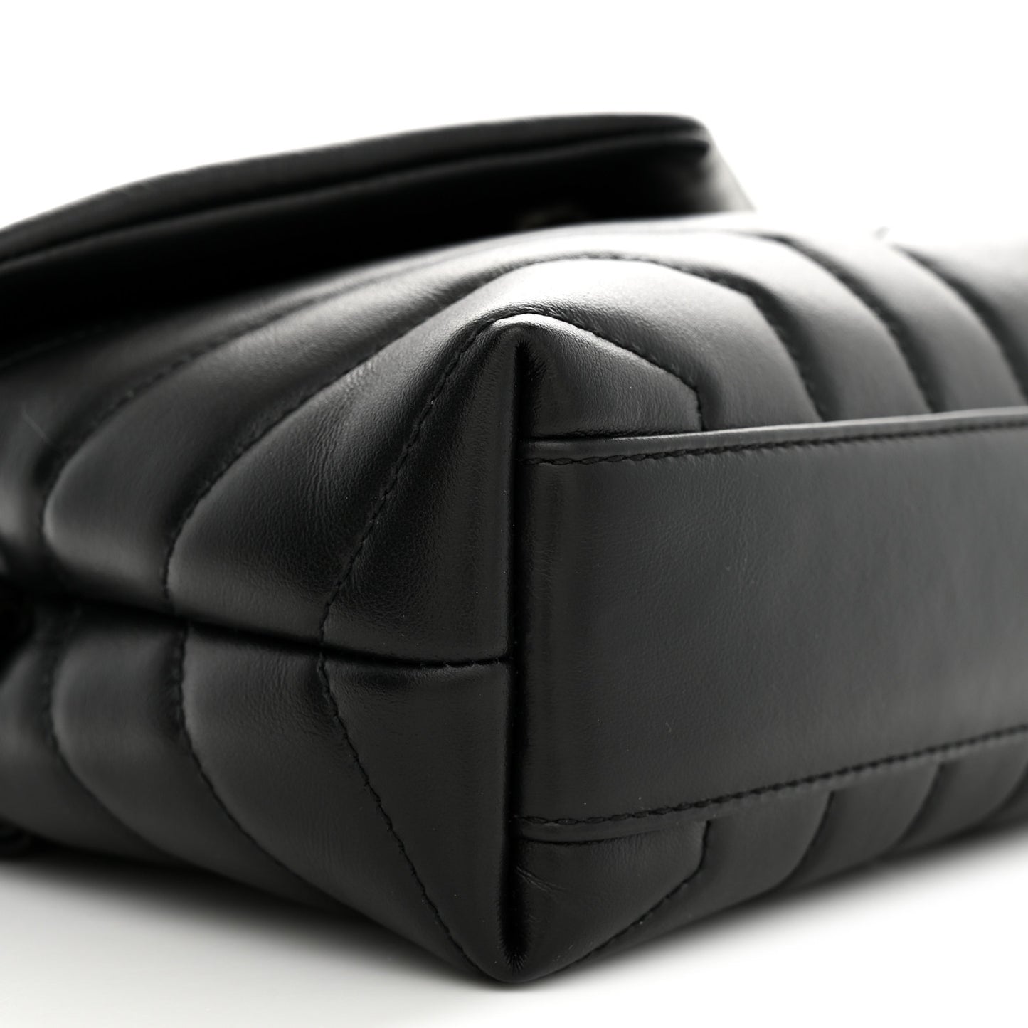 Calfskin Y Quilted Monogram Monochrome Toy Loulou Crossbody Bag Black