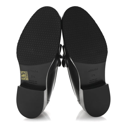 Hermes Calfskin Womens Impact Loafers 37.5 Black 6 of 10