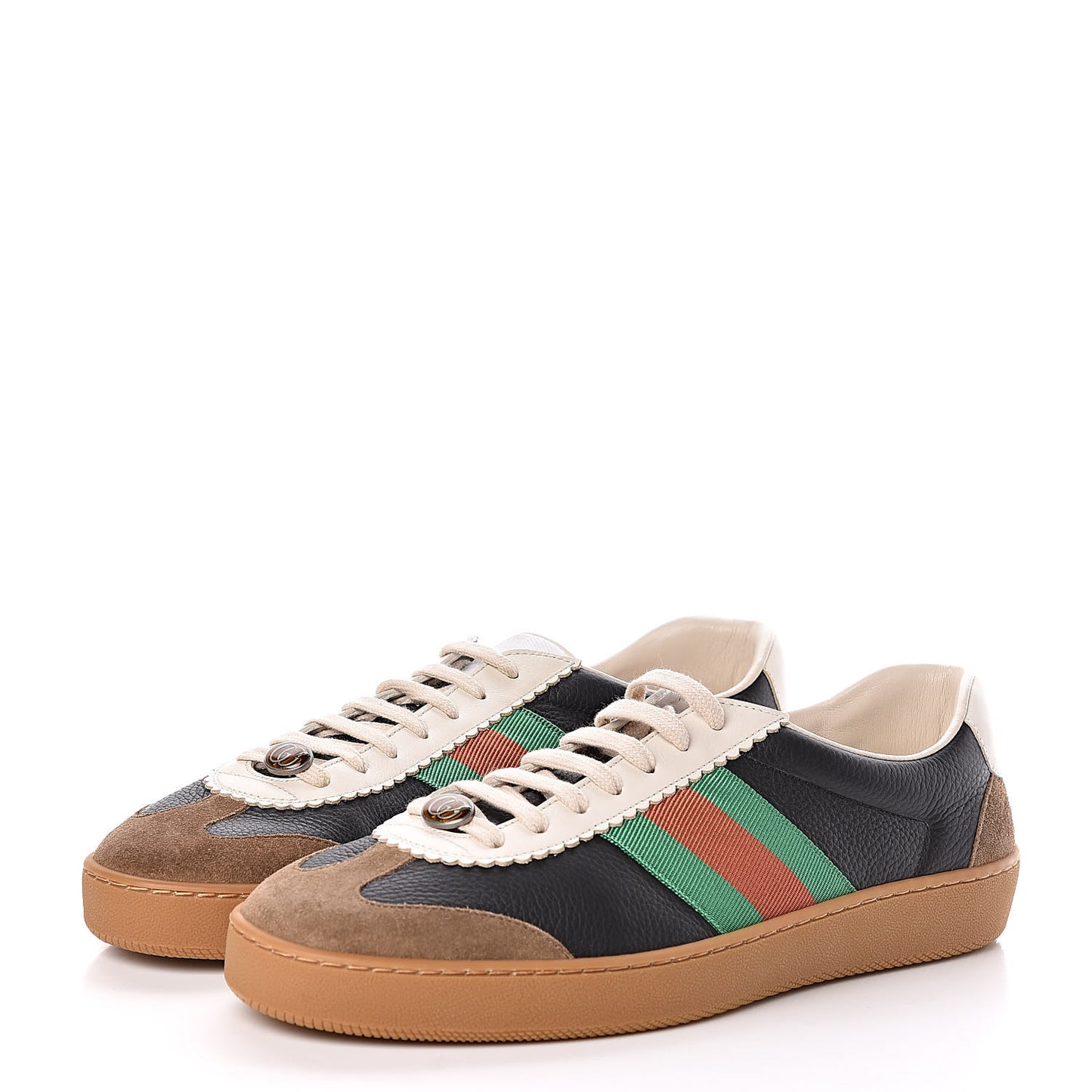 Calfskin Suede Web Mens G74 Sneakers 9.5 Ardesia Black New Mystic White