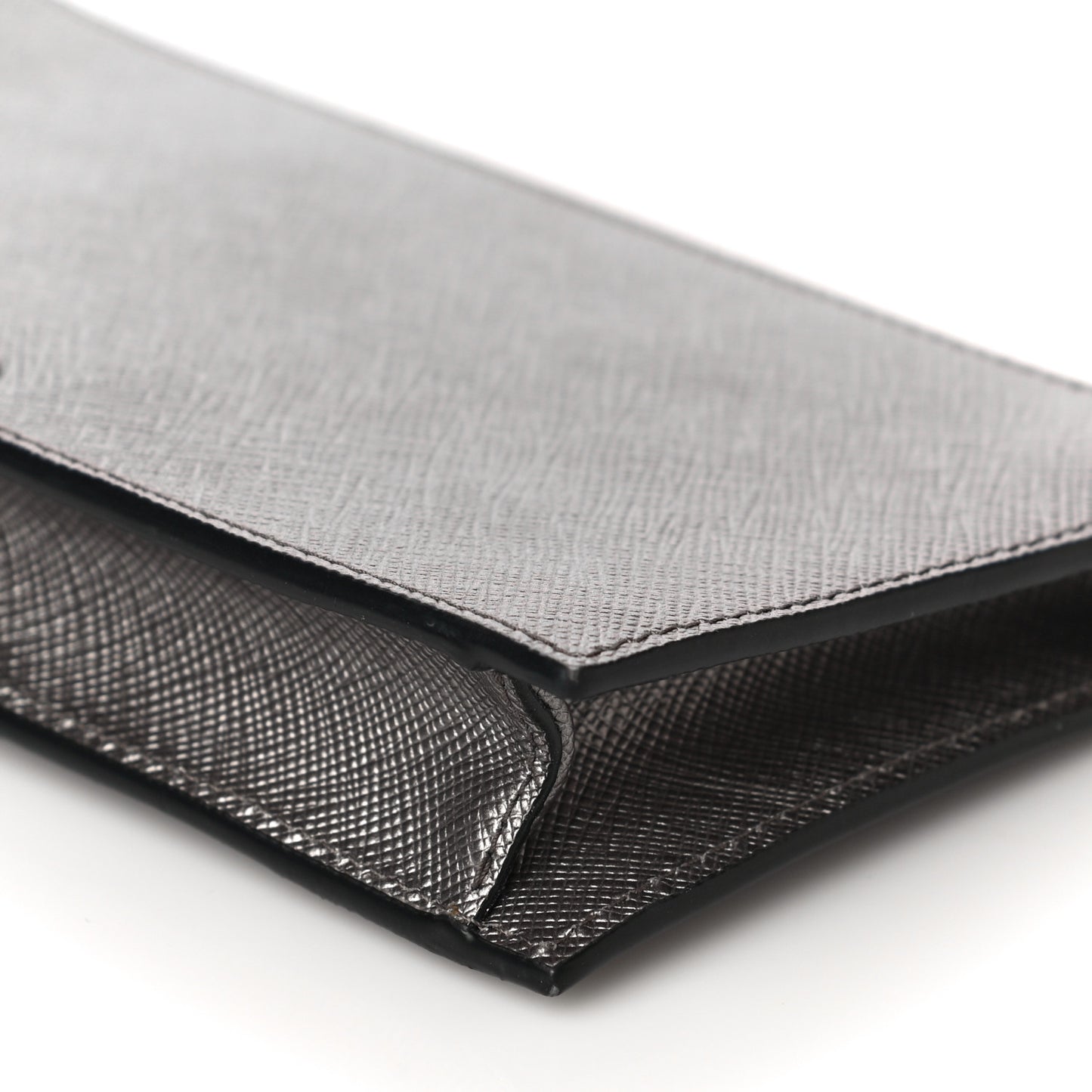 Metallic Saffiano Phone Pouch Fumo Mordore