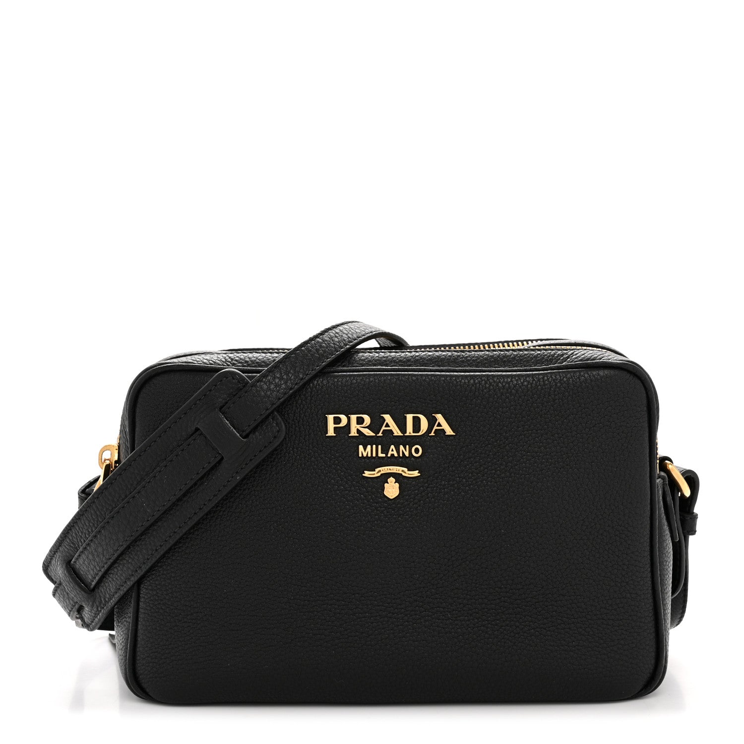 Prada Vitello Daino Medium Double Zip Shoulder Bag Black 1 of 12