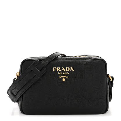 Prada Vitello Daino Medium Double Zip Shoulder Bag Black 1 of 12