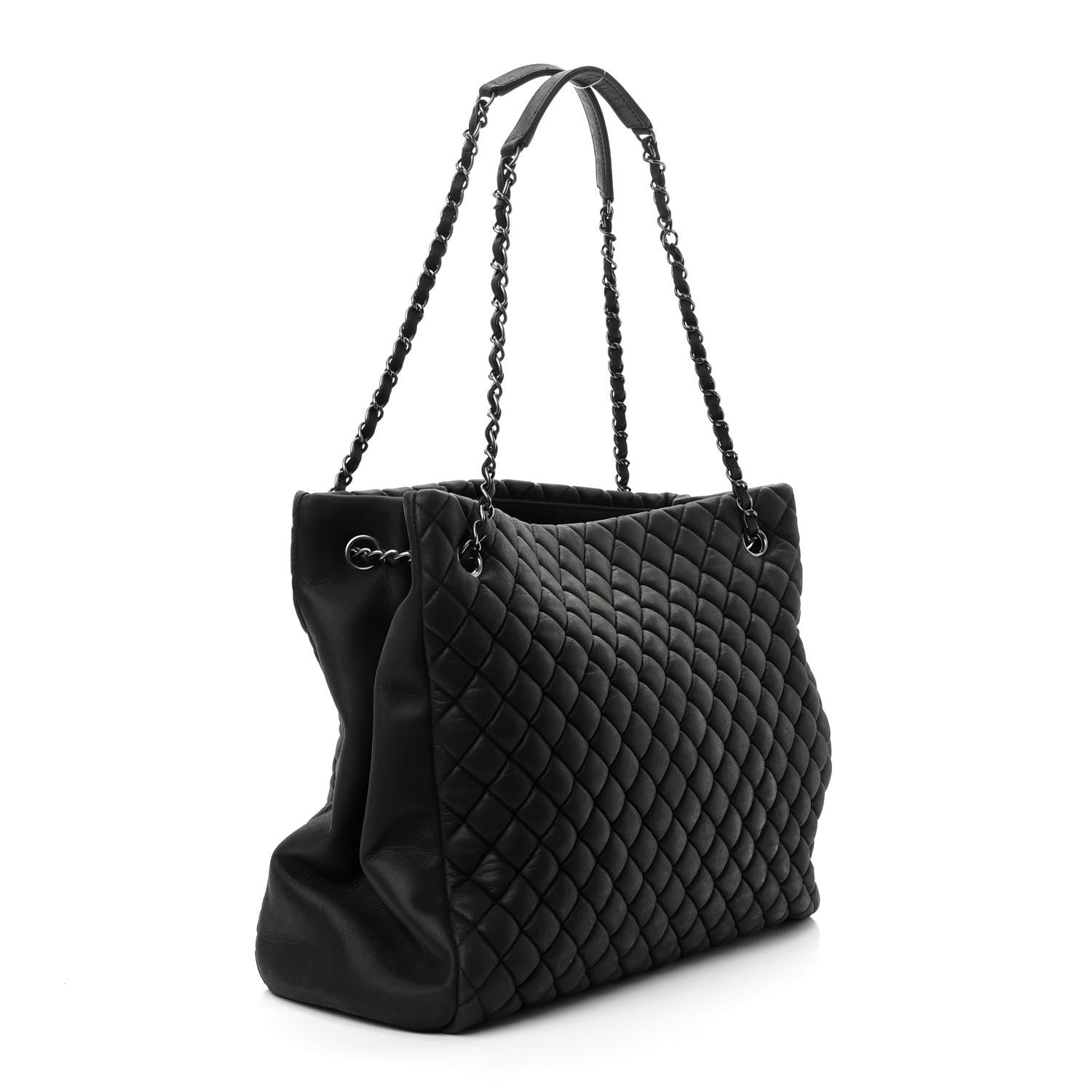 Chanel Iridescent Calfskin Quilted New Bubble Tote Black 2 of 9