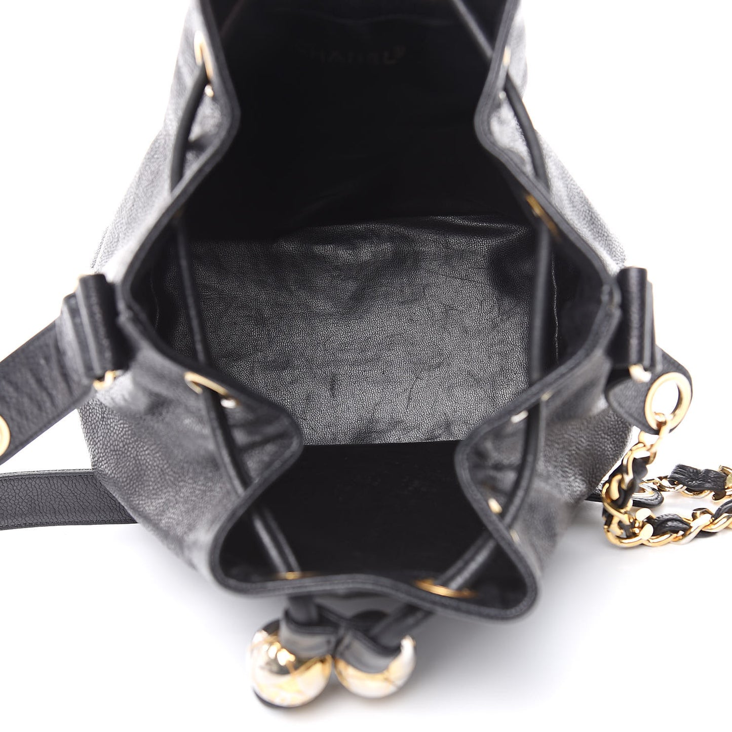 Caviar CC Drawstring Shoulder Bag Black