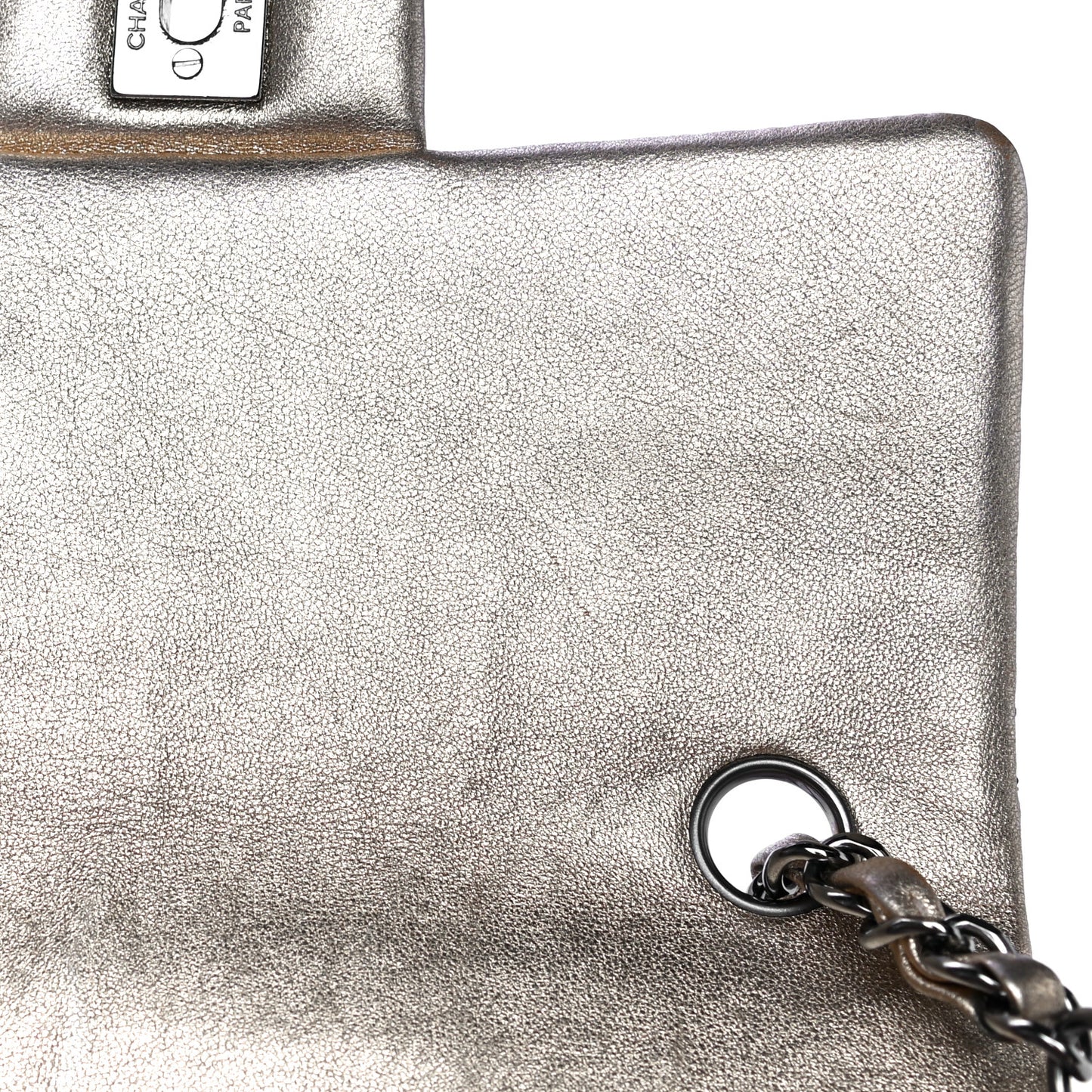 Metallic Lambskin Quilted Side Stitch Mini Rectangular Flap Gold