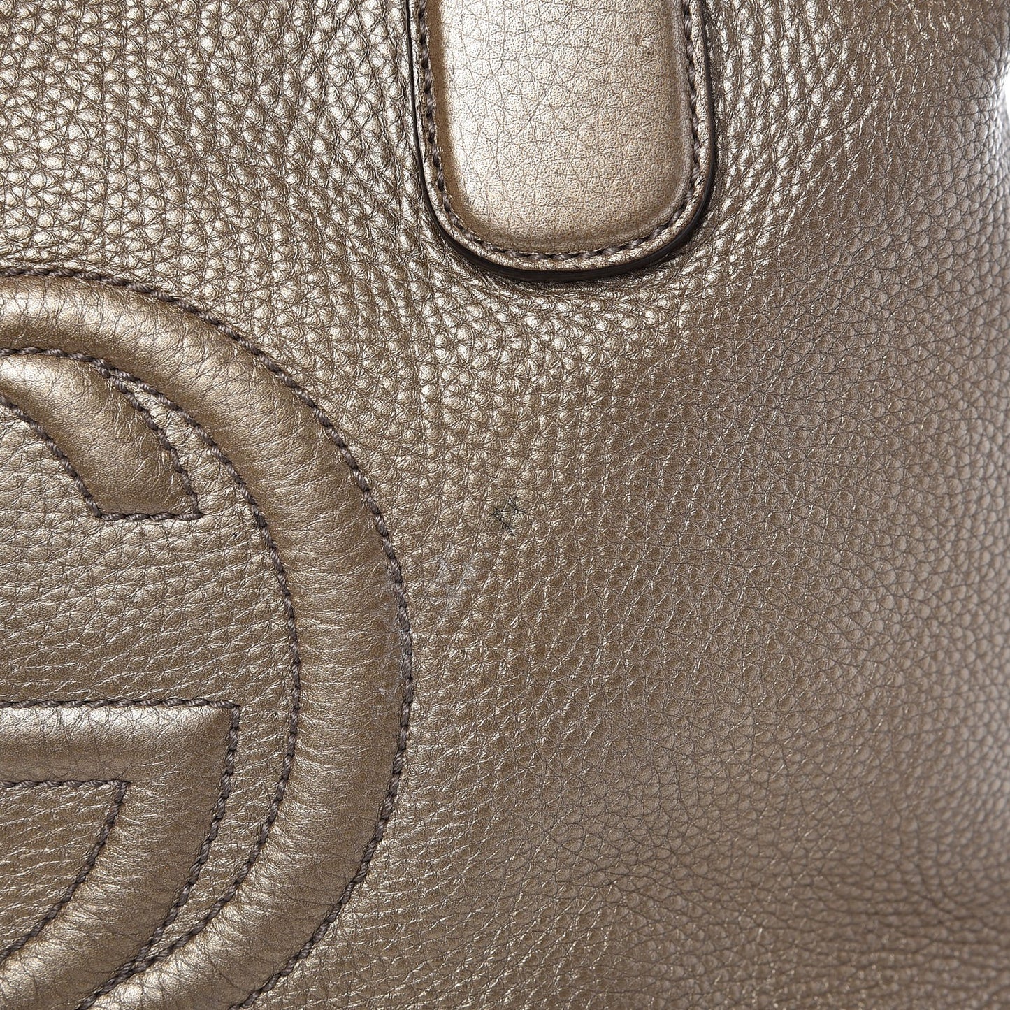 Metallic Cellarius Calfskin Small Soho Top Handle Satchel Golden Beige