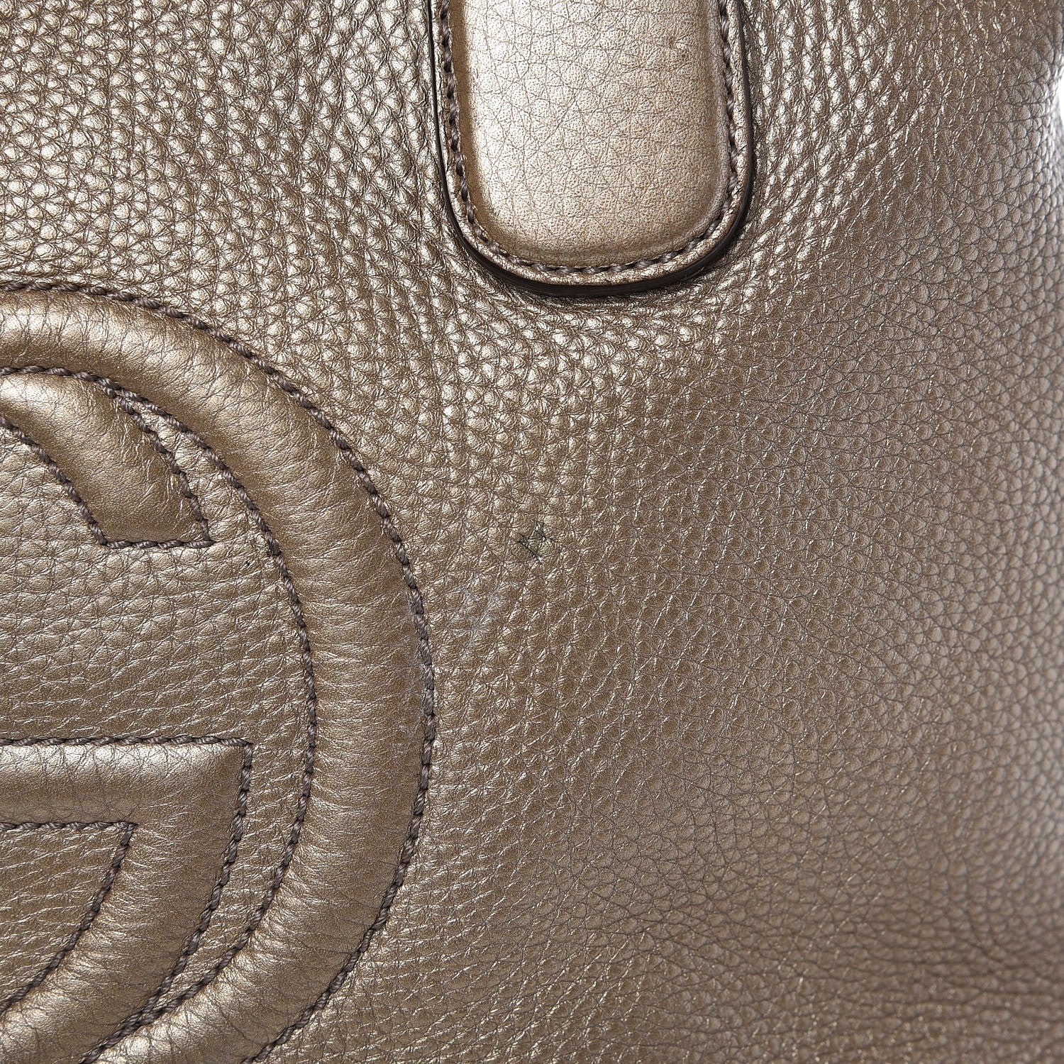 Gucci Metallic Cellarius Calfskin Small Soho Top Handle Satchel Golden Beige 12 of 18
