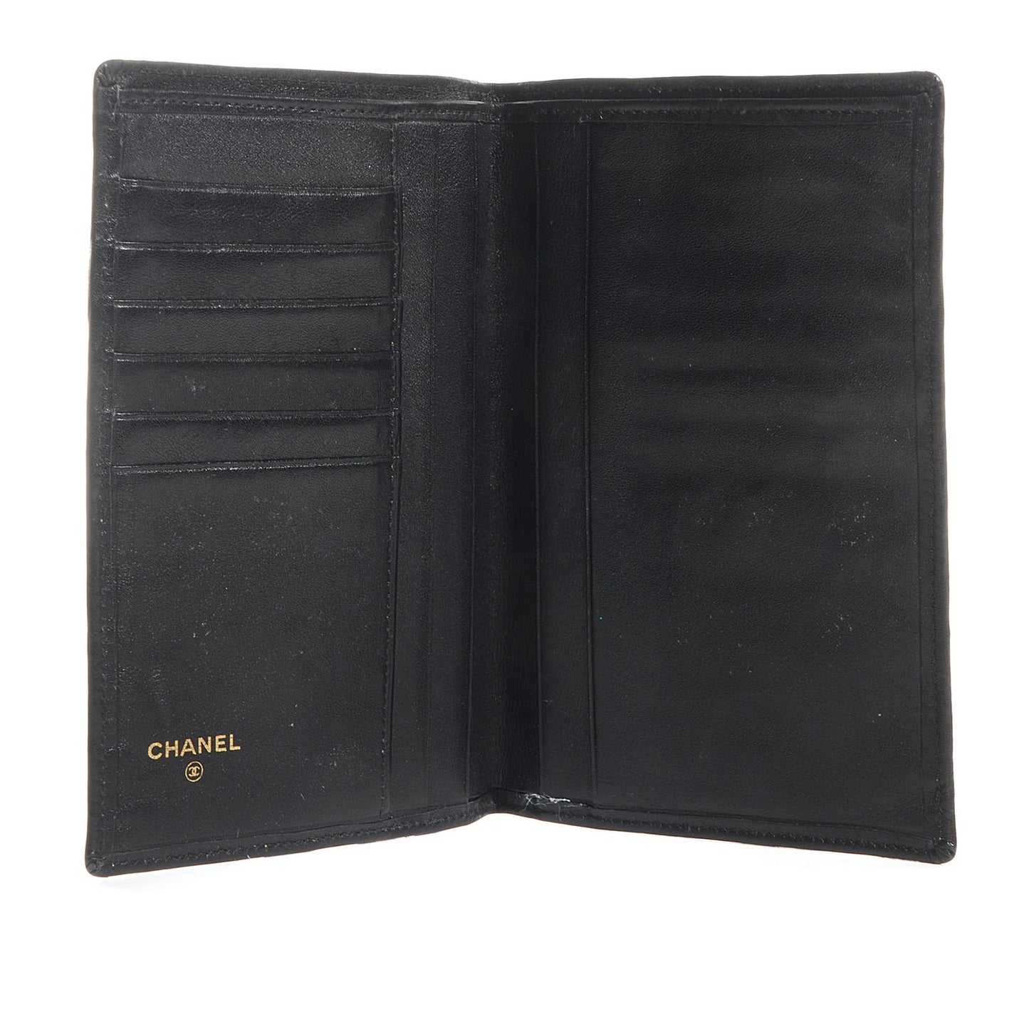 Lambskin Diamond Stitched Passport Holder Wallet Black