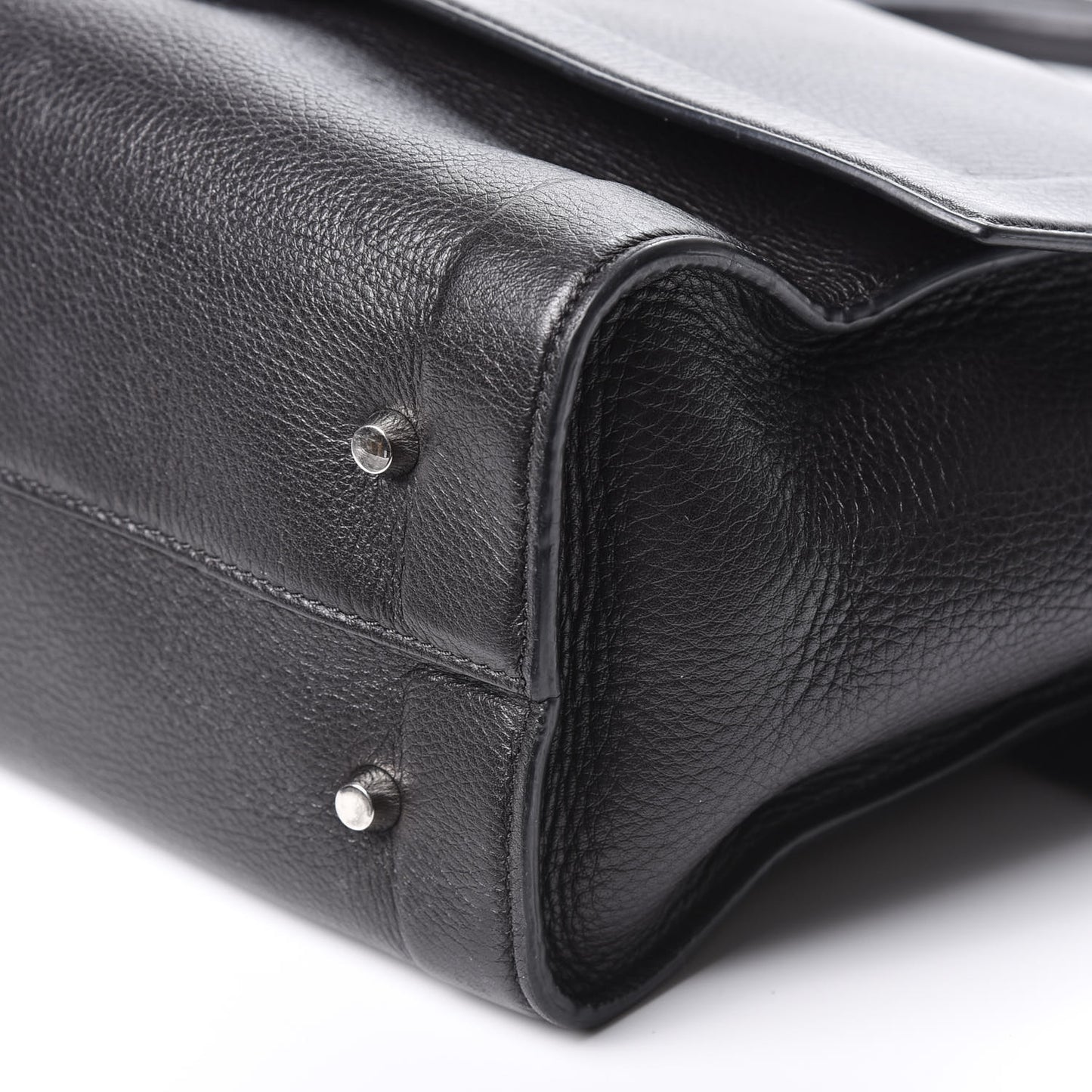 Grained Calfskin Medium Shark Lock Satchel Black