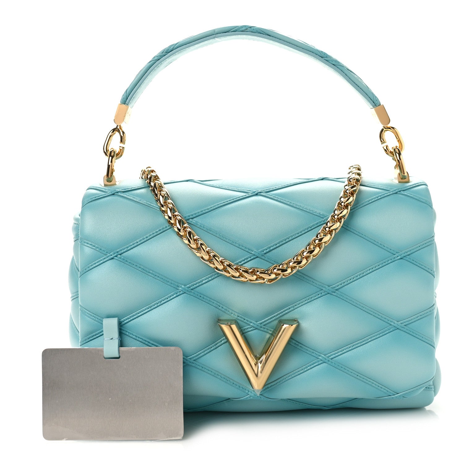 Louis Vuitton Lambskin Malletage Top Handle GO-14 MM Lagoon 1 of 9