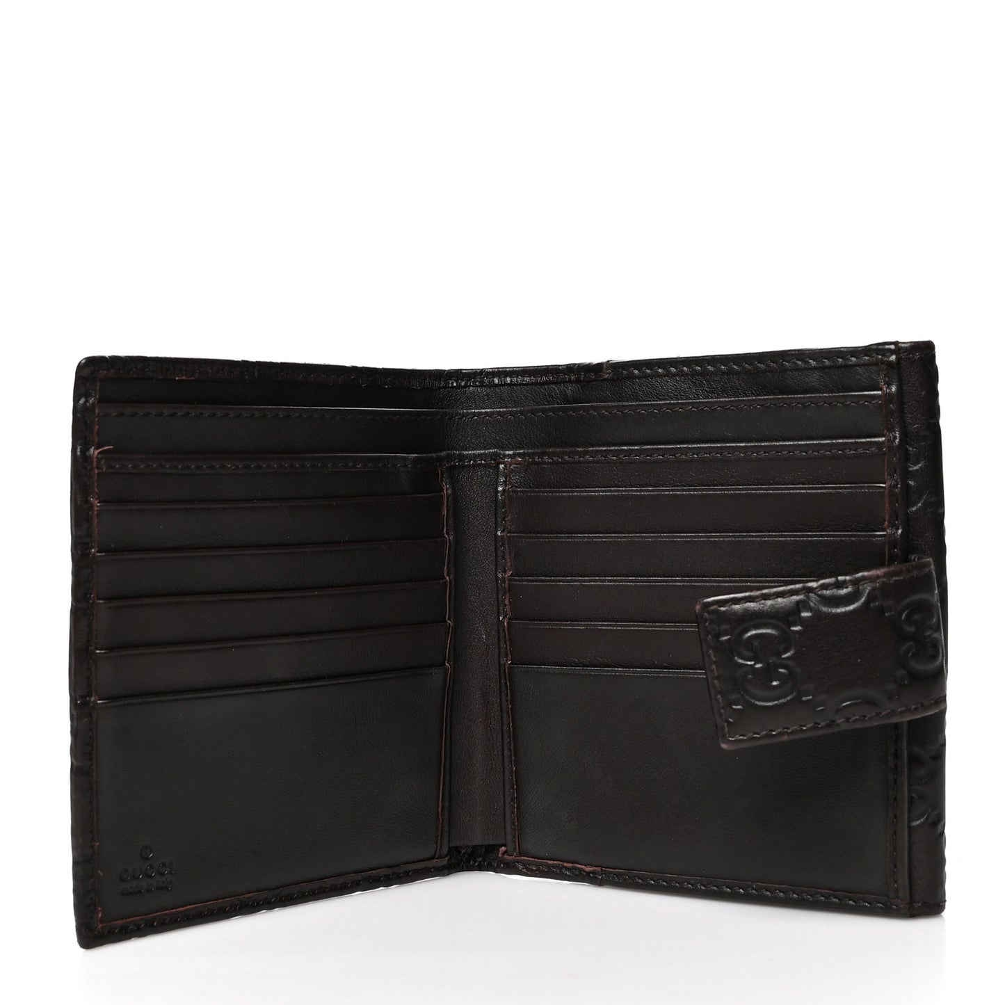 Guccissima Signature Dice French Flap Wallet Chocolate