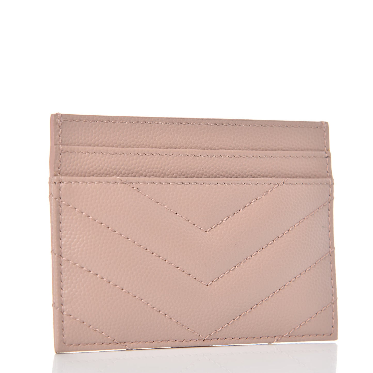 Grain De Poudre Matelasse Chevron Monogram Credit Card Case Pale Blush
