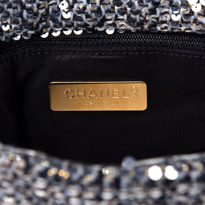 Chanel Sequin Quilted Medium Chanel 19 Flap Silver 6 of 9