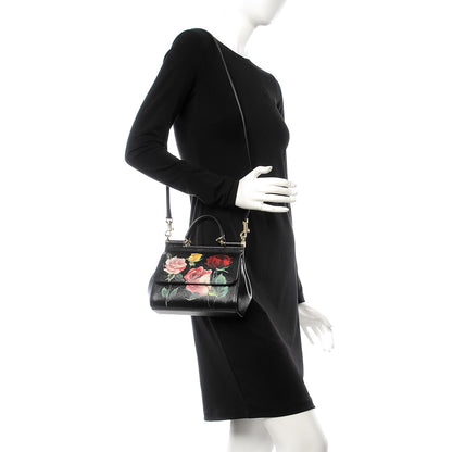 Dolce & Gabbana Dauphine Roses Print Small Miss Sicily Satchel Black 2 of 9