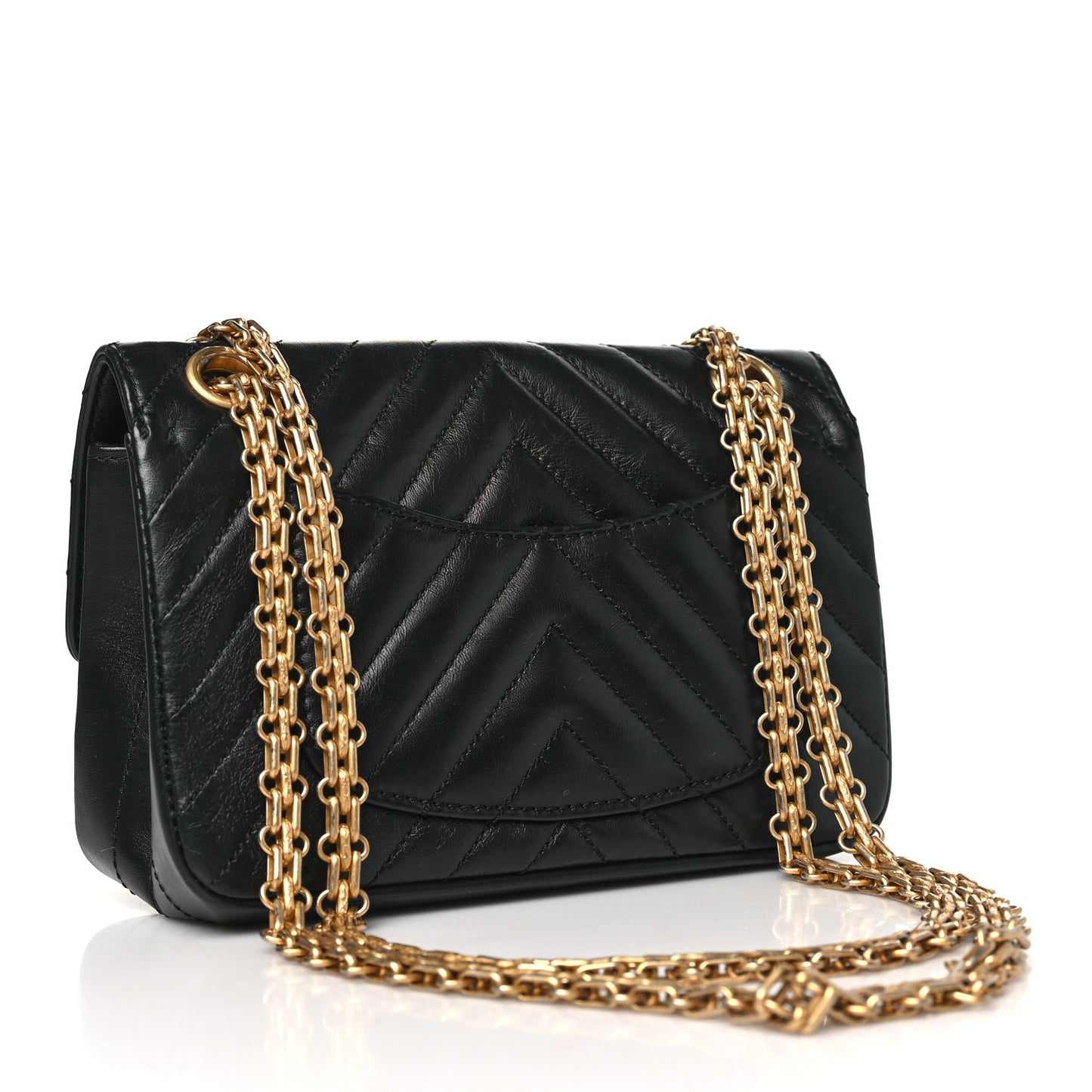 Aged Calfskin Chevron Quilted 2.55 Reissue Mini Flap Black