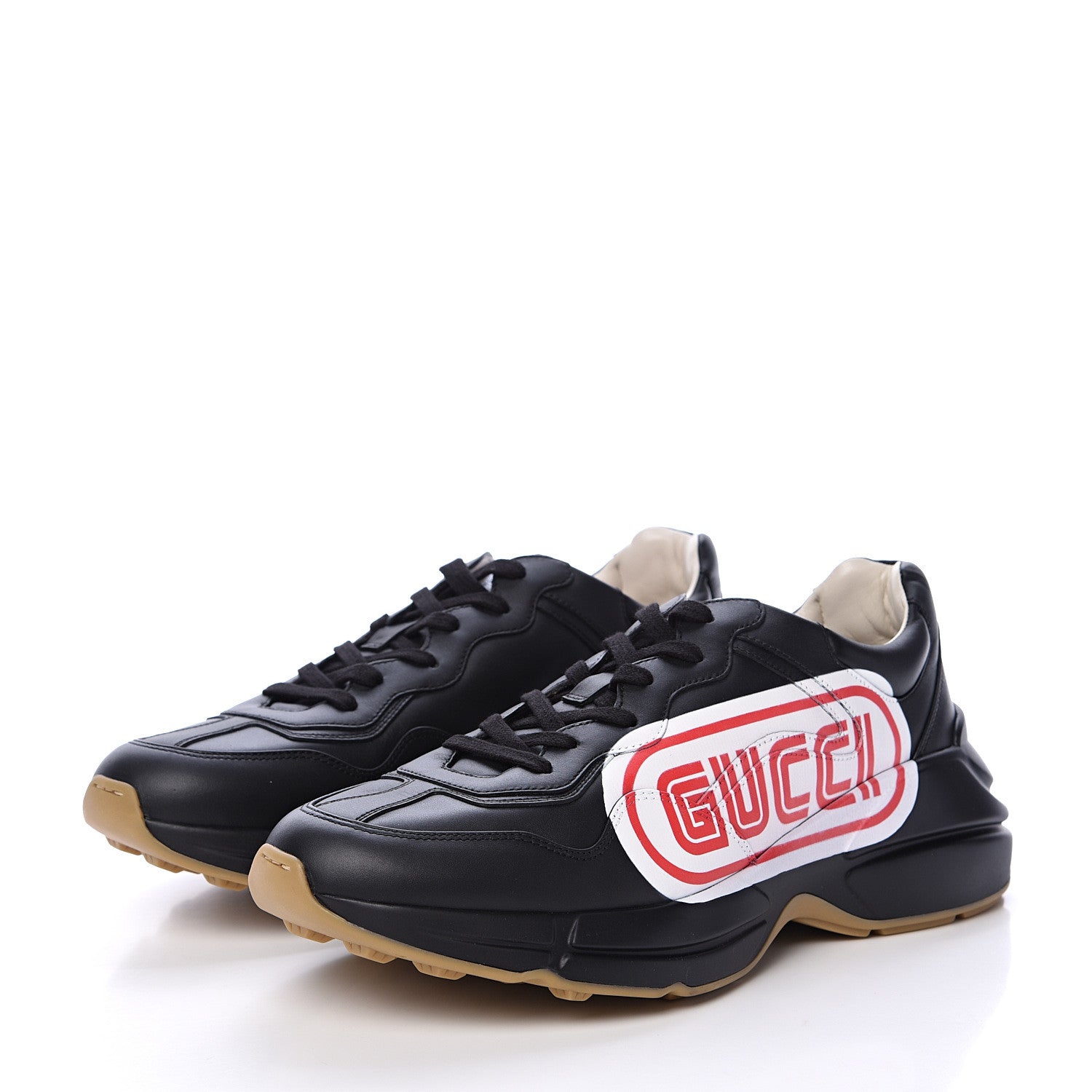 Gucci X SEGA Calfskin Logo Mens Rhyton Sneakers 9 Black 3 of 8