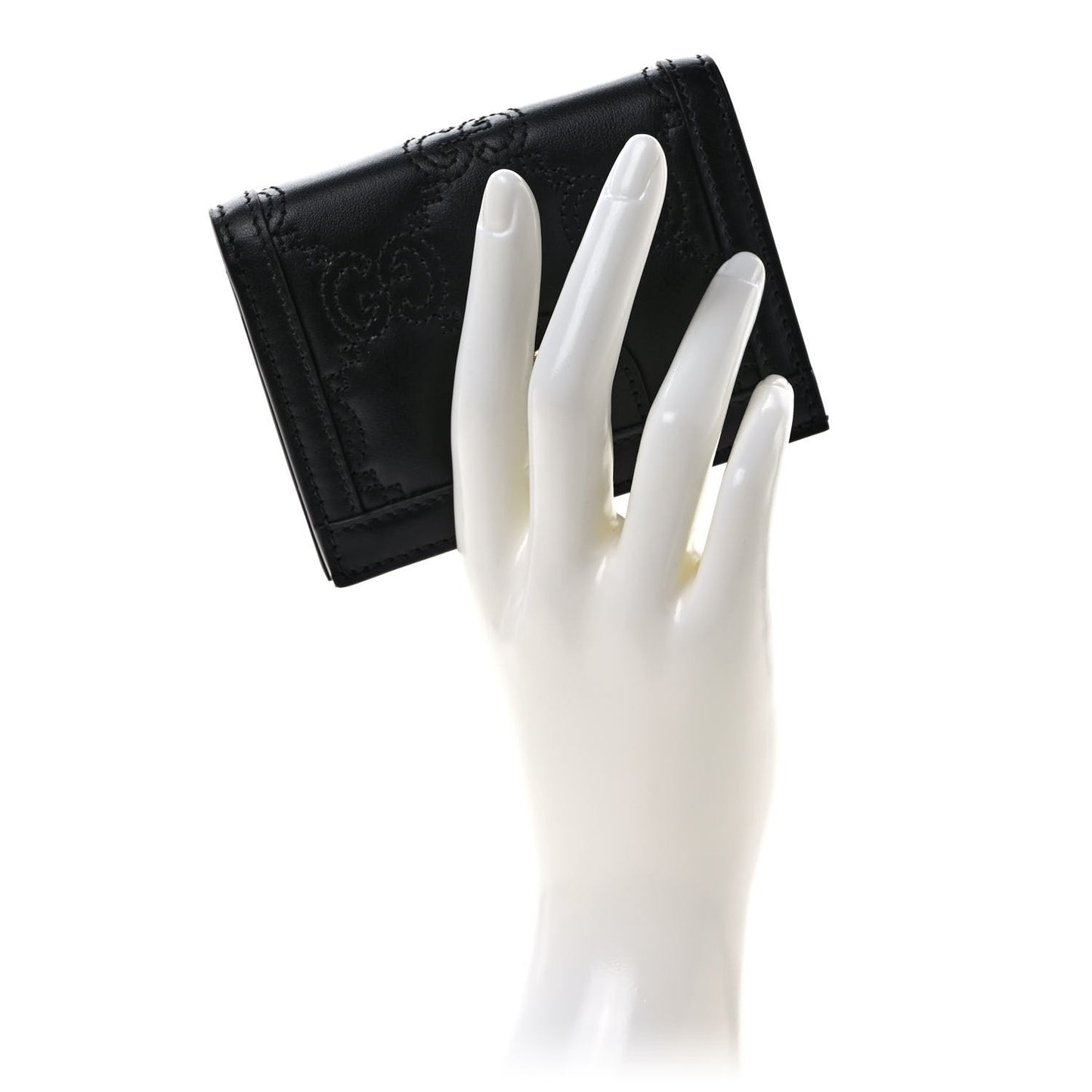 Calfskin GG Matelasse Card Case Wallet Black