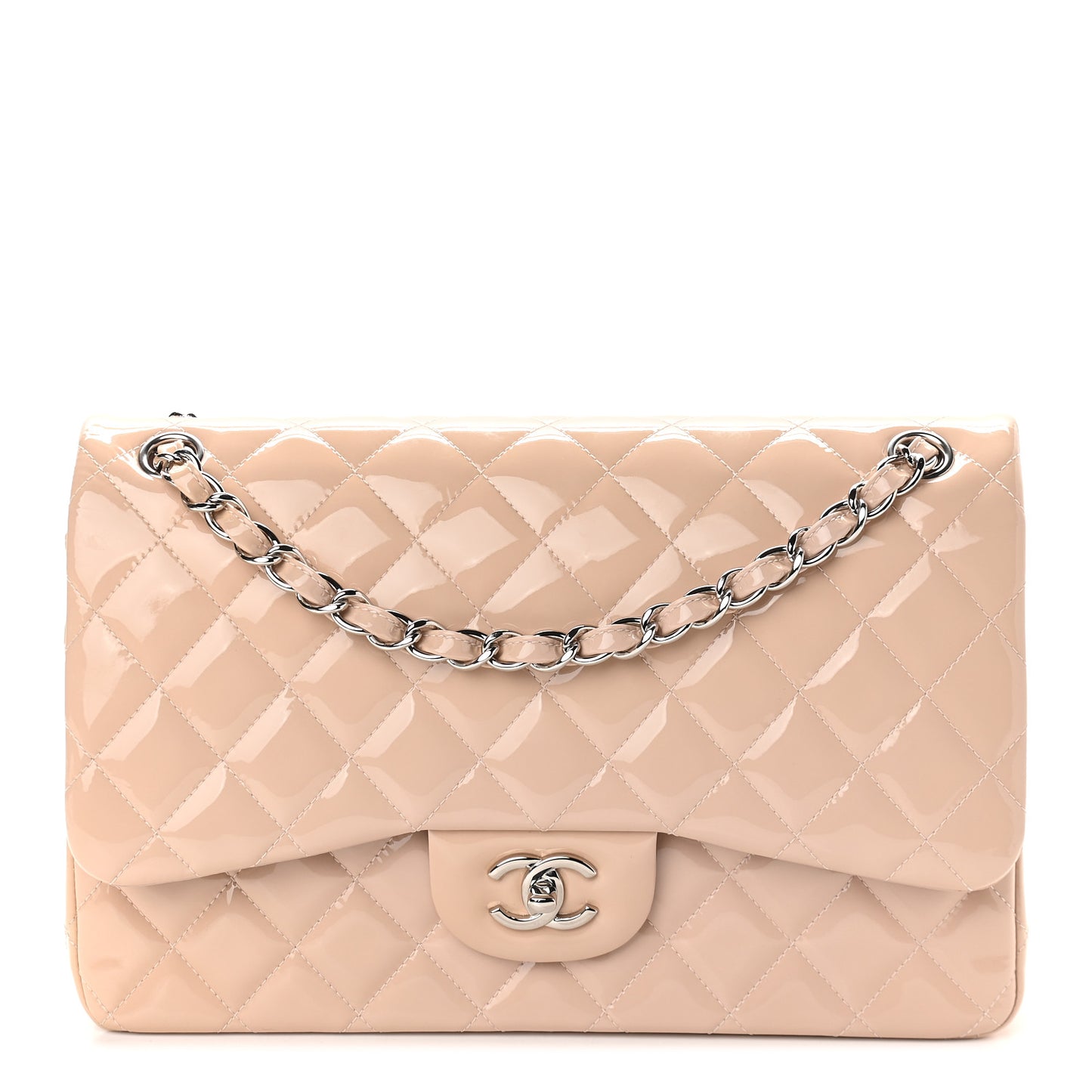 Patent Quilted Jumbo Double Flap Light Pink