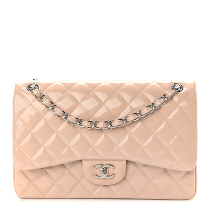 Chanel Patent Quilted Jumbo Double Flap Light Pink 1 of 9